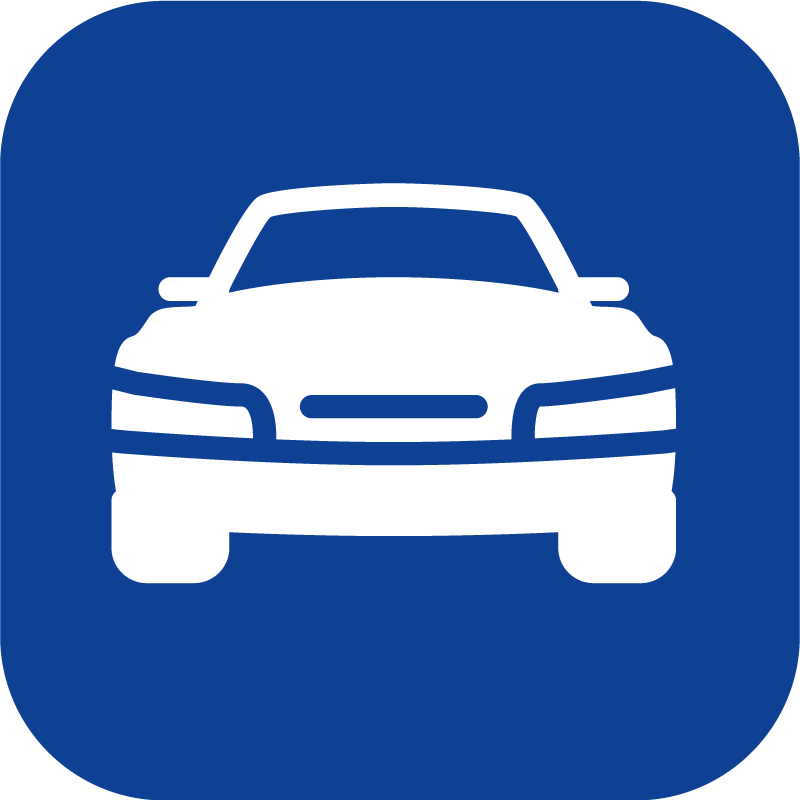 Blaues Icon mit Fahrzeug von vorne