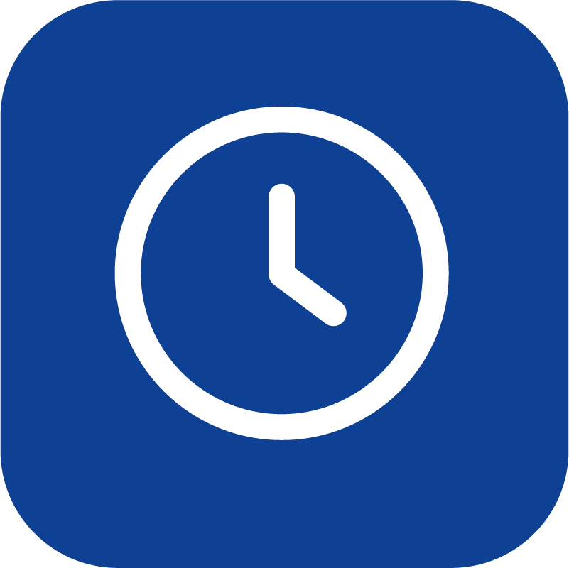 Blaues Icons mit Uhr darauf